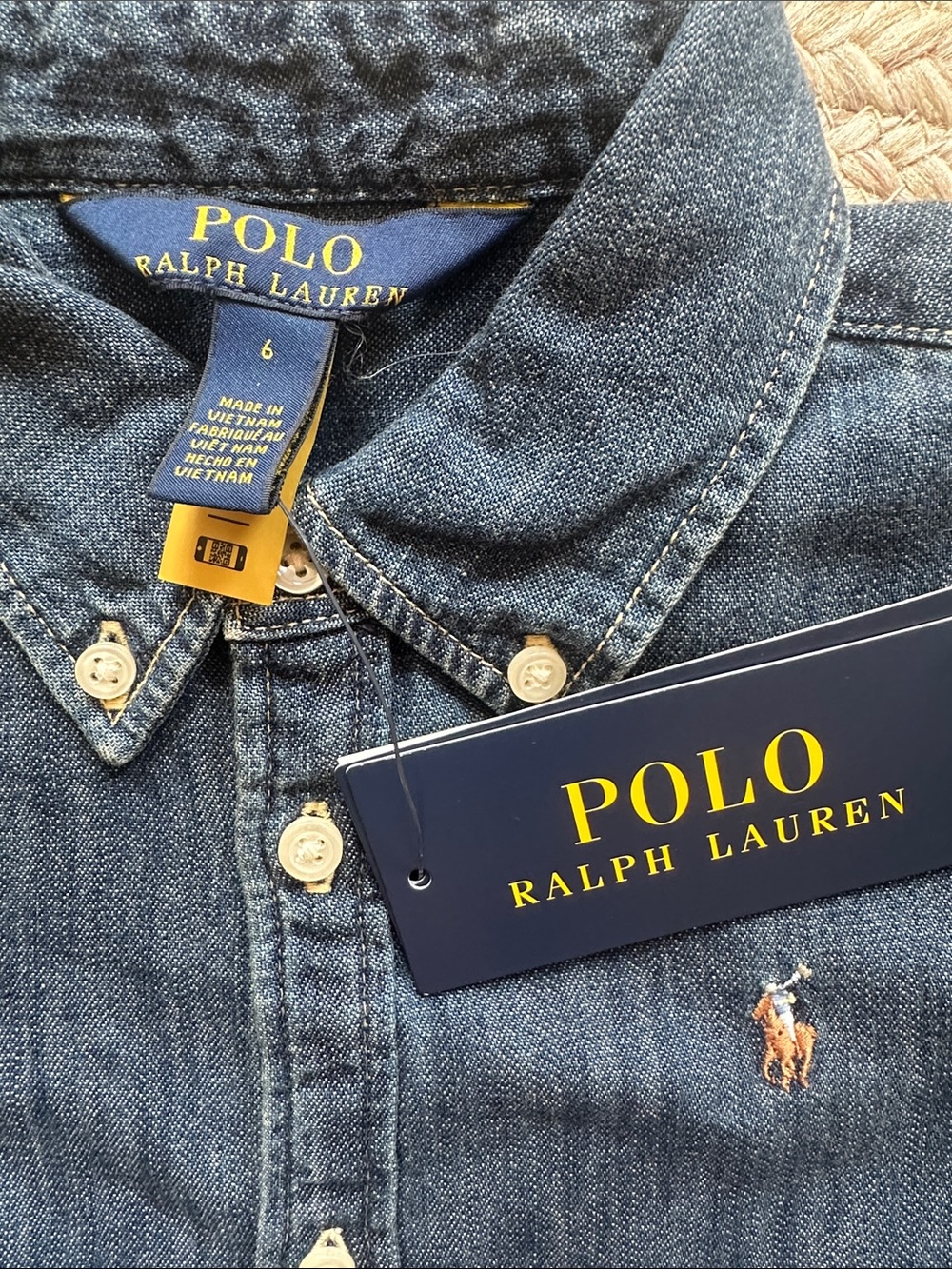 Ralph Lauren Girls' Dark Blue Denim Shirt Dress with Belt - Picture 2 of 3